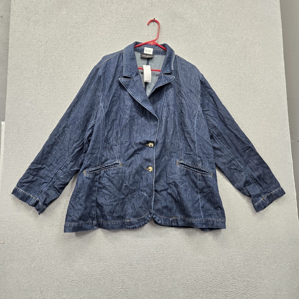 Lane Bryant Women Jacket 24 Blue Denim Blazer Button NWT